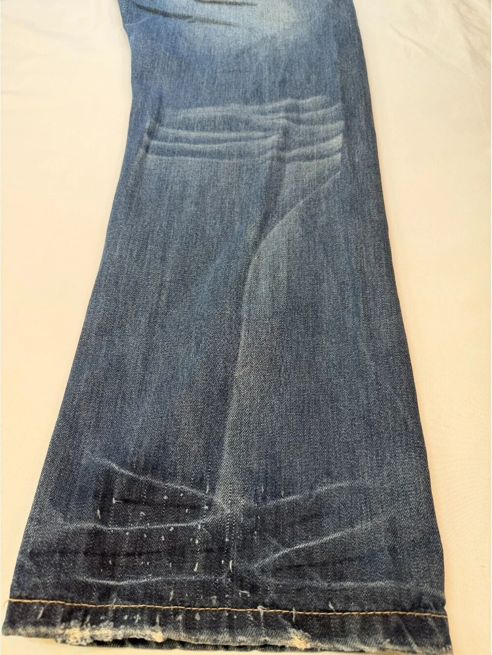 MEK DNM Men's Jeans Oaxaca Denim Bootcut Distressed Mid Rise Solid Size 36 Blue